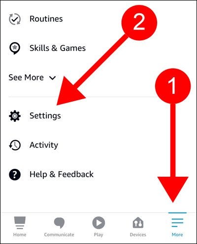 Alexa app more tab 3