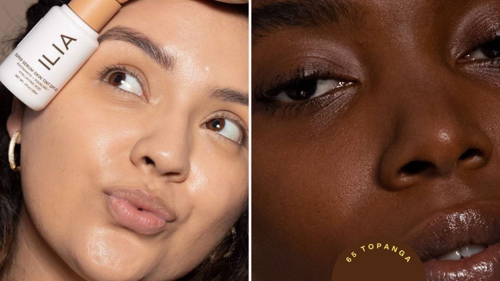 Close-ups of two women wearing tinted moisturizer