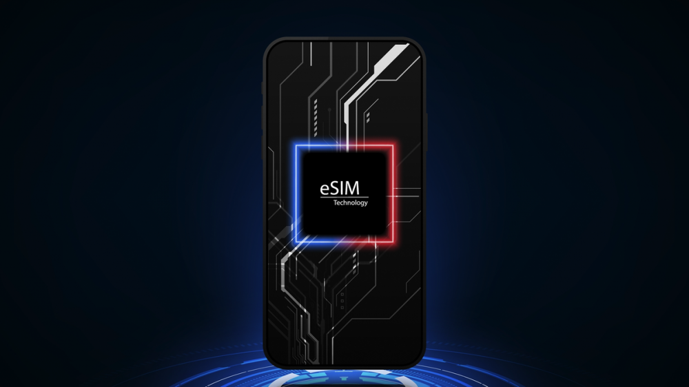 An illustration of a phone with eSIM support.