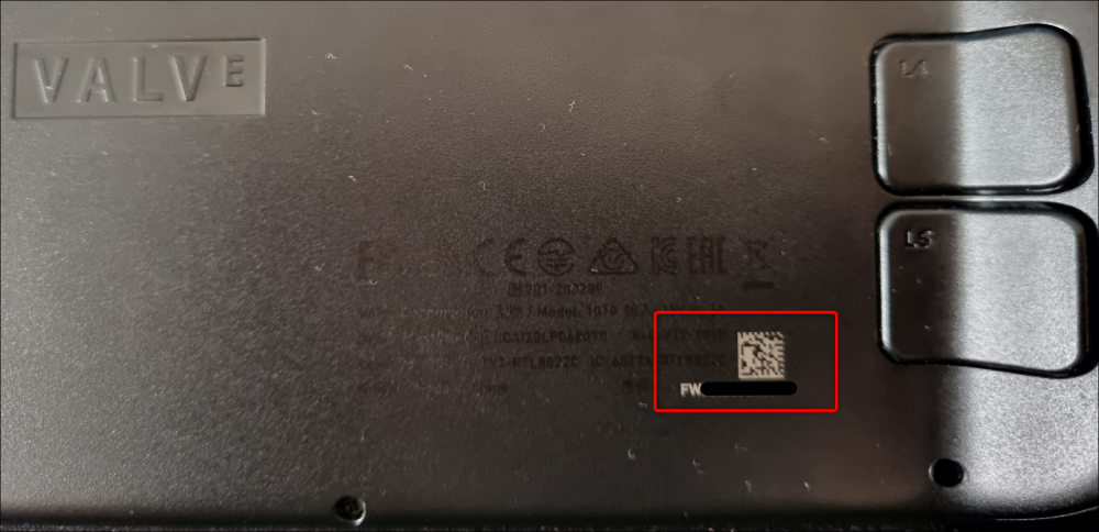 Steam Deck serial number is located on the lower right-hand side on the rear of the device